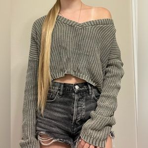 Aeropostale Olive cropped sweater